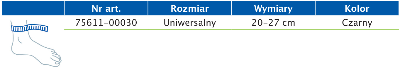Tabela rozmiarów przedstawiająca wymiary ortezy stawu skokowego Actimove Sports Edition z krzyżującymi się paskami Tabela rozmiarów przedstawiająca wymiary ortezy stawu skokowego Actimove Sports Edition z krzyżującymi się paskami